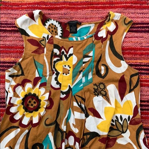 Brown Floral GoGo Dress, Mod Patterned Mini Dress, Floral Mini Dress - Picture 2 of 8